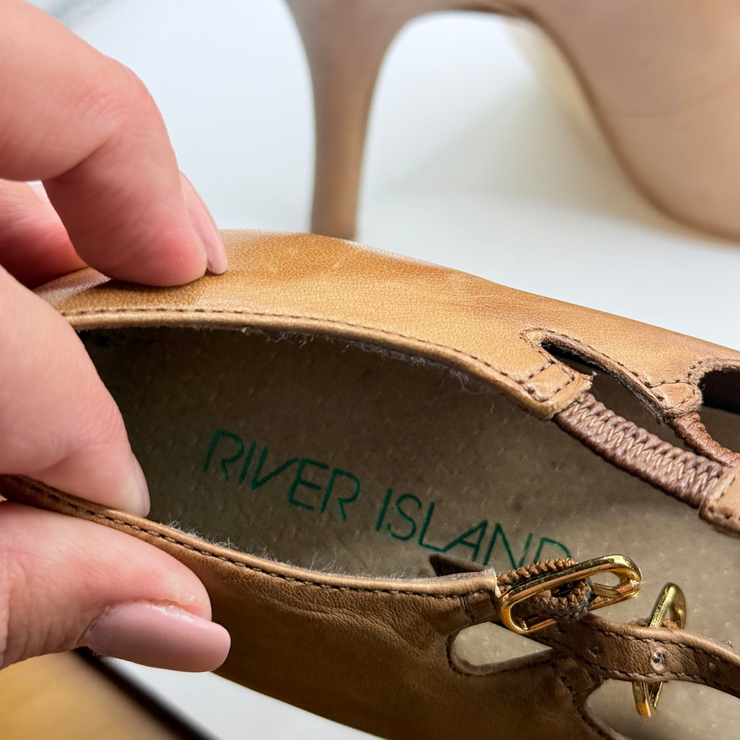 River Island Multi-Strap Leather Stiletto Heels - Size 7