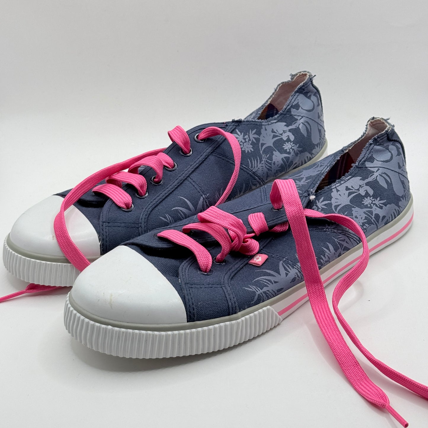 Lotto Canvas Floral Sneakers with Pink Laces - Size 42