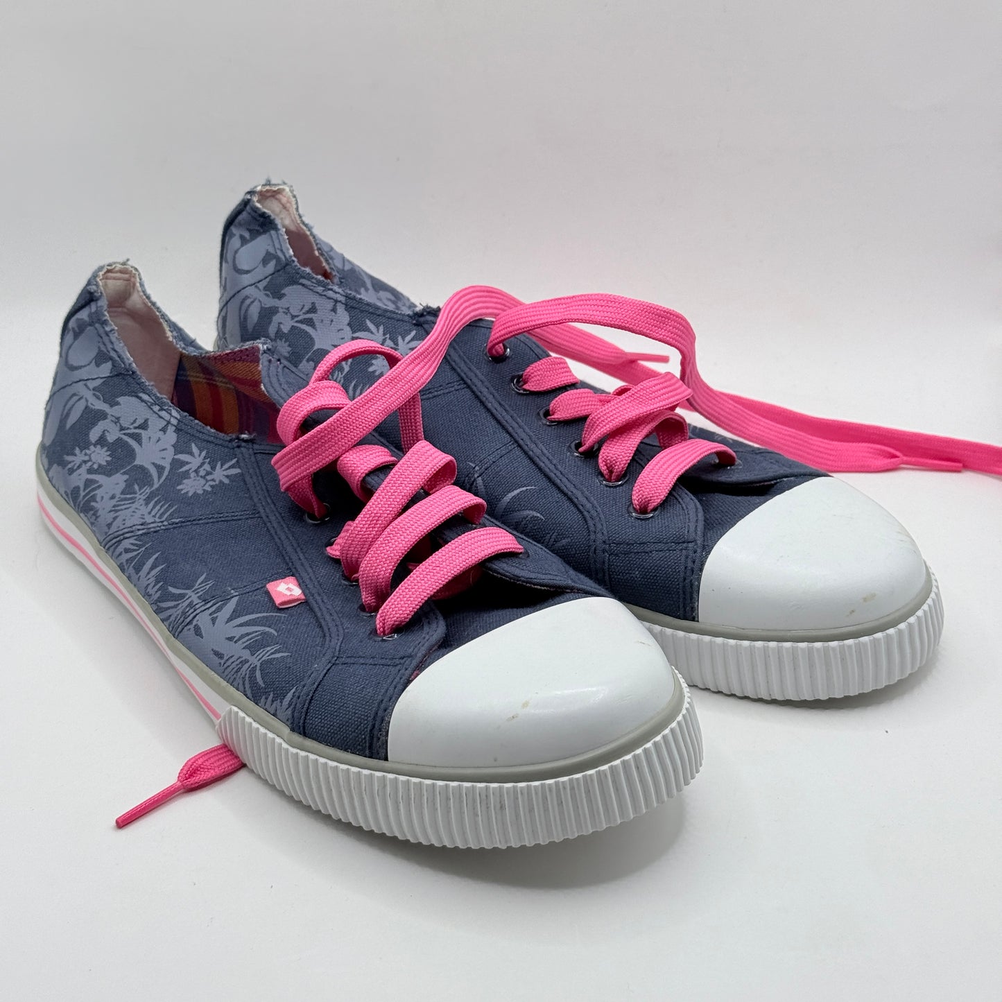 Lotto Canvas Floral Sneakers with Pink Laces - Size 42