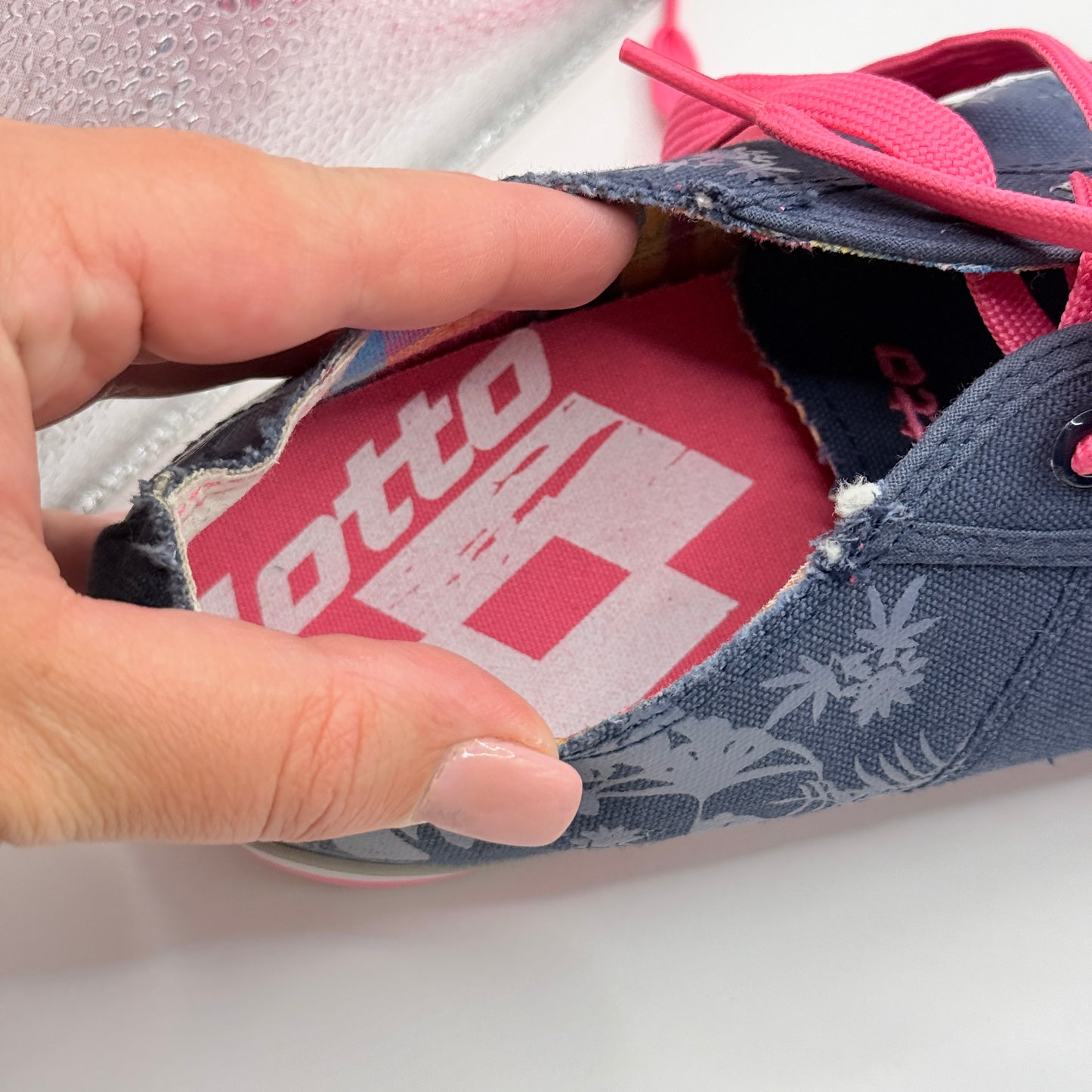 Lotto Canvas Floral Sneakers with Pink Laces - Size 42