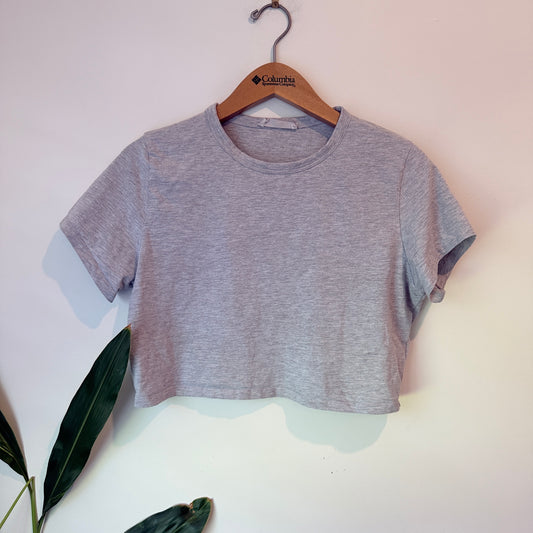 Cotton On Micro Crop Tee – Grey – Size XXL