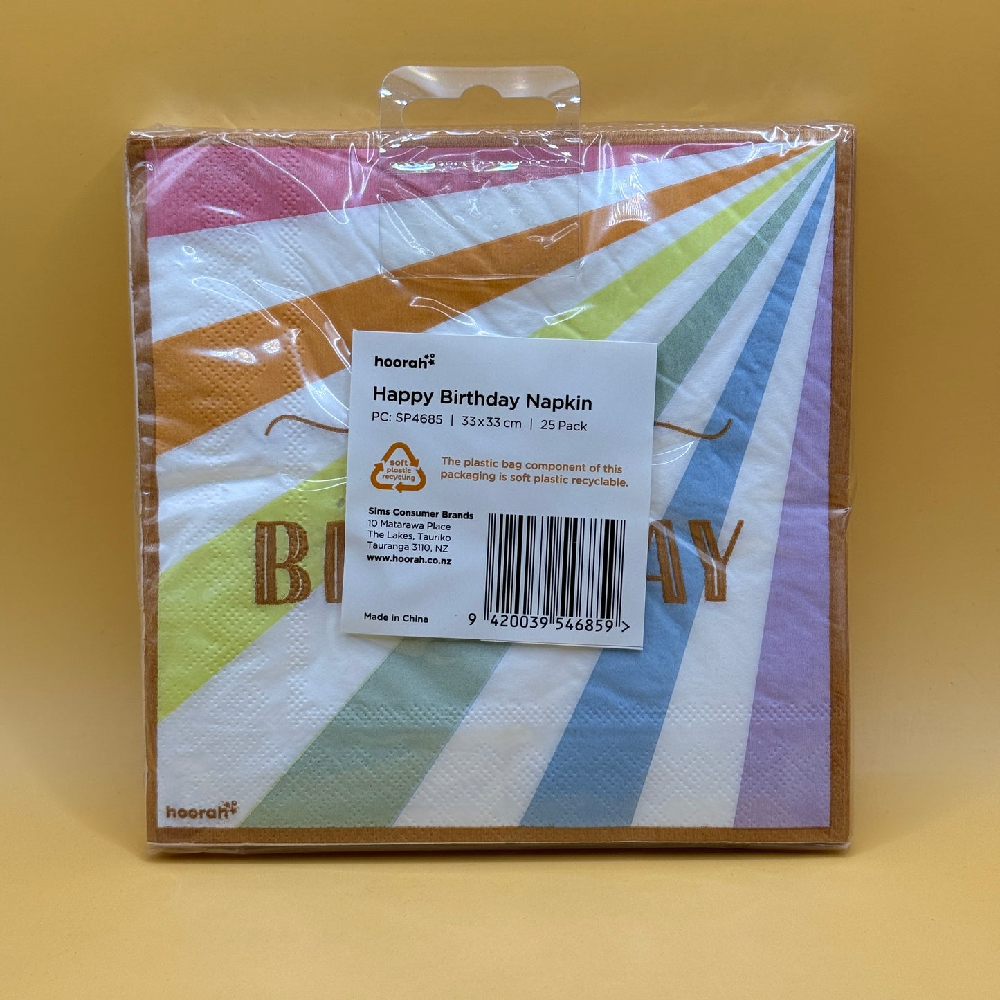 Hoorah Happy Birthday Rainbow Party Napkins 25 Pack