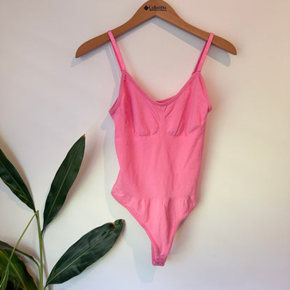 Pink Ribbed Bodysuit – Size L