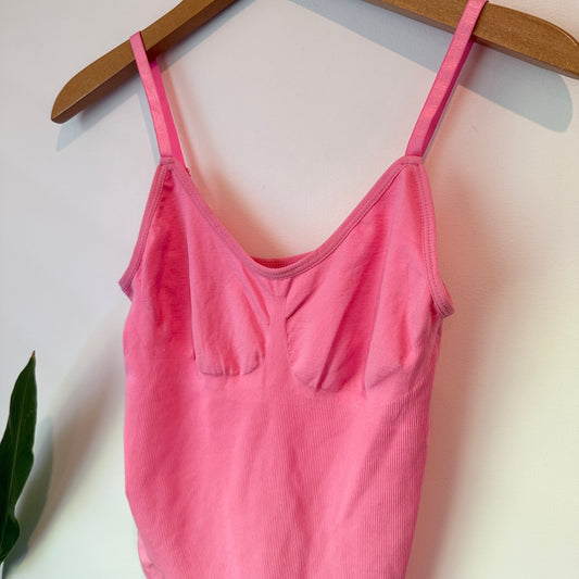 Pink Ribbed Bodysuit – Size L