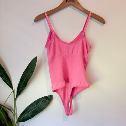 Pink Ribbed Bodysuit – Size L