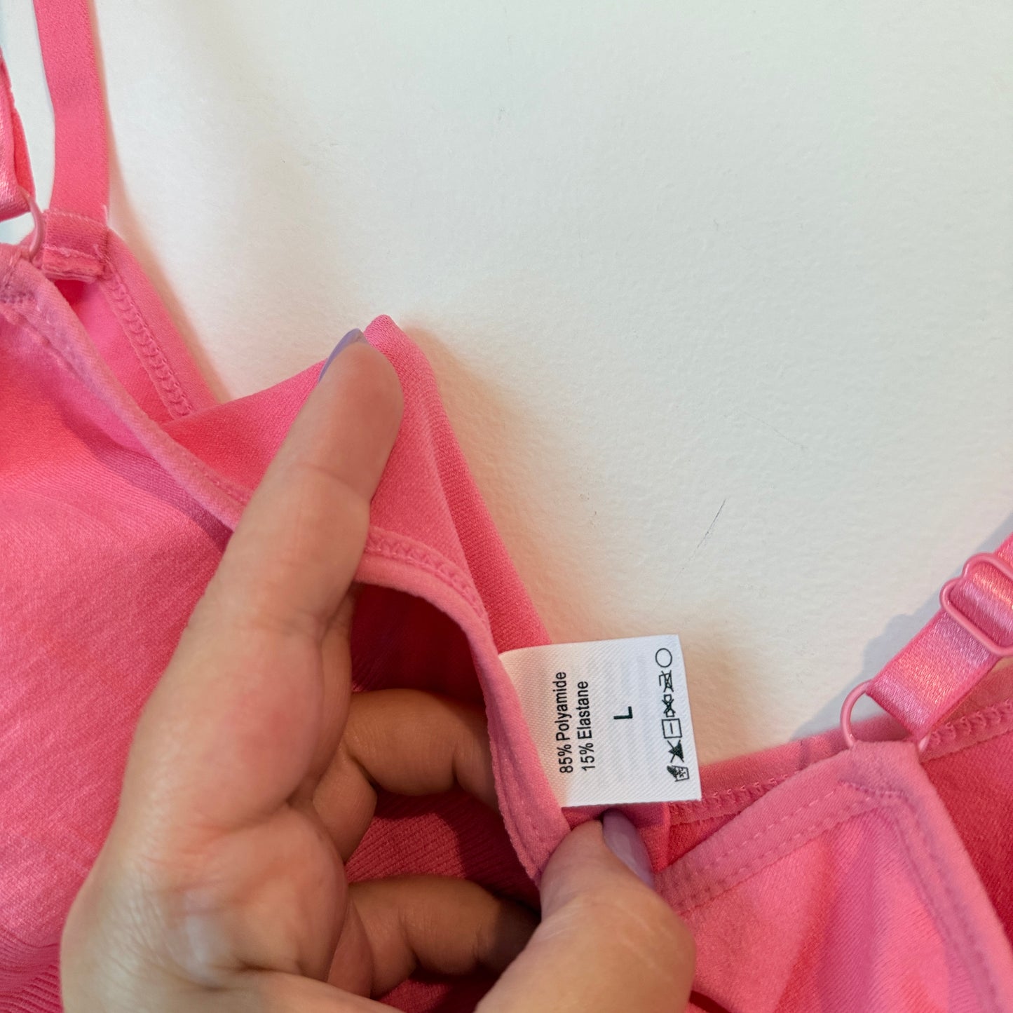 Pink Ribbed Bodysuit – Size L