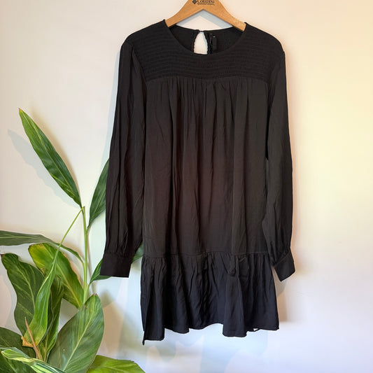 Staple the Label Smocked Long Sleeve Dress Black - Size 12