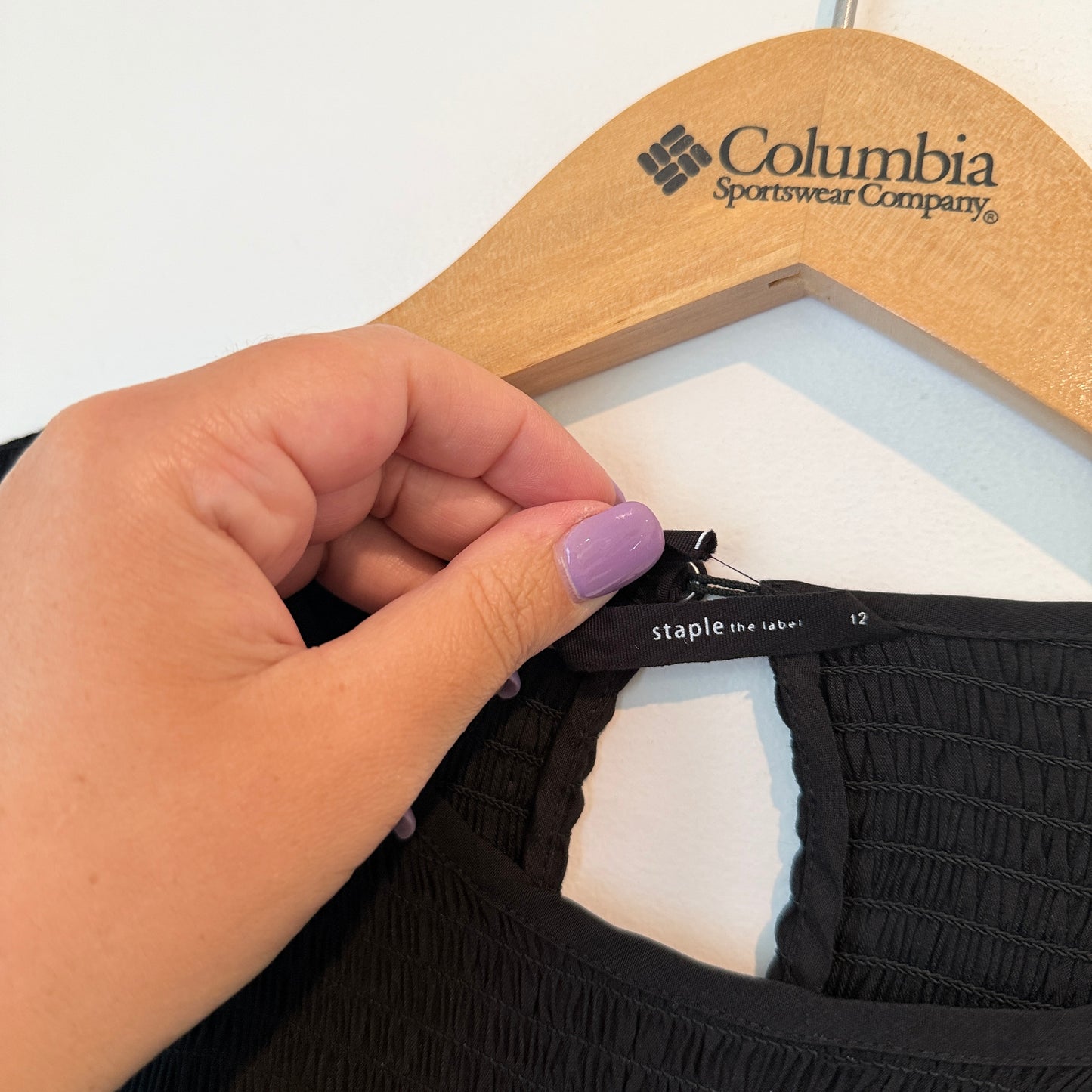 Staple the Label Smocked Long Sleeve Dress Black - Size 12