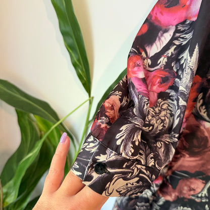 Max Floral Baroque Print Tunic Black/Pink - Size 14