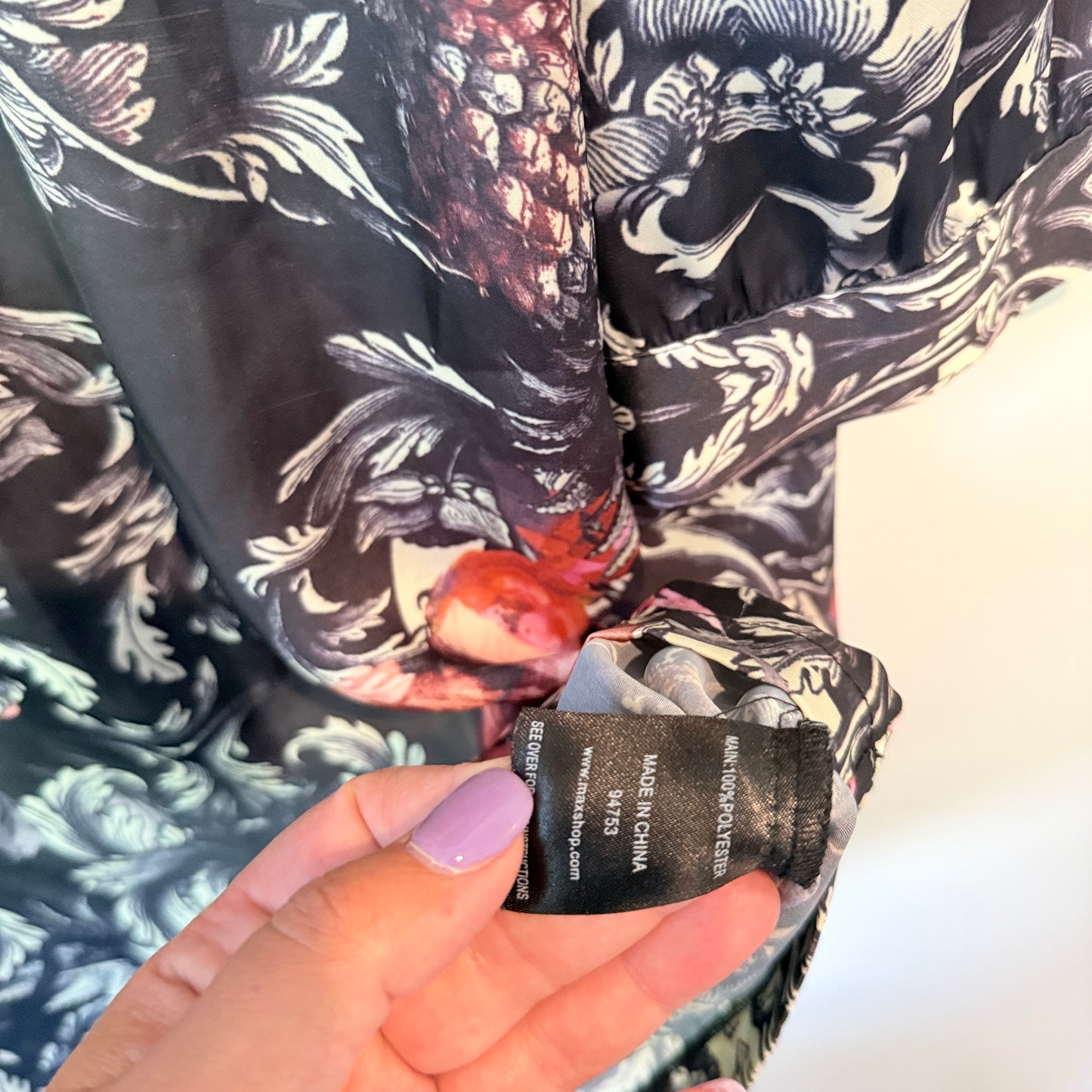 Max Floral Baroque Print Tunic Black/Pink - Size 14