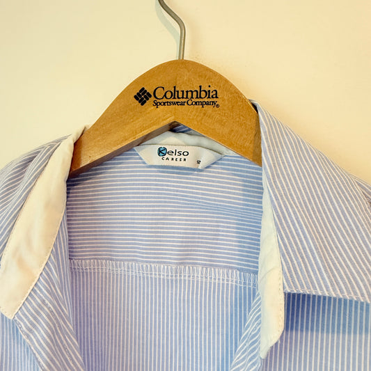 Kelso Career Striped Button Up Shirt Blue/White - Size 12