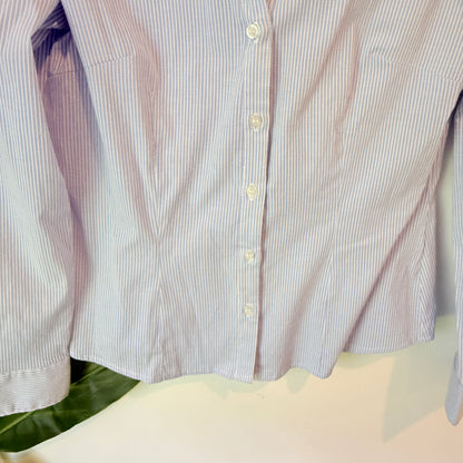 Kelso Career Striped Button Up Shirt Blue/White - Size 12