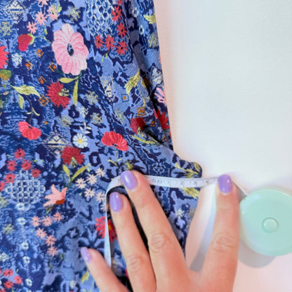 Blue Illusion Floral Print Dress - 53cm U/Arm