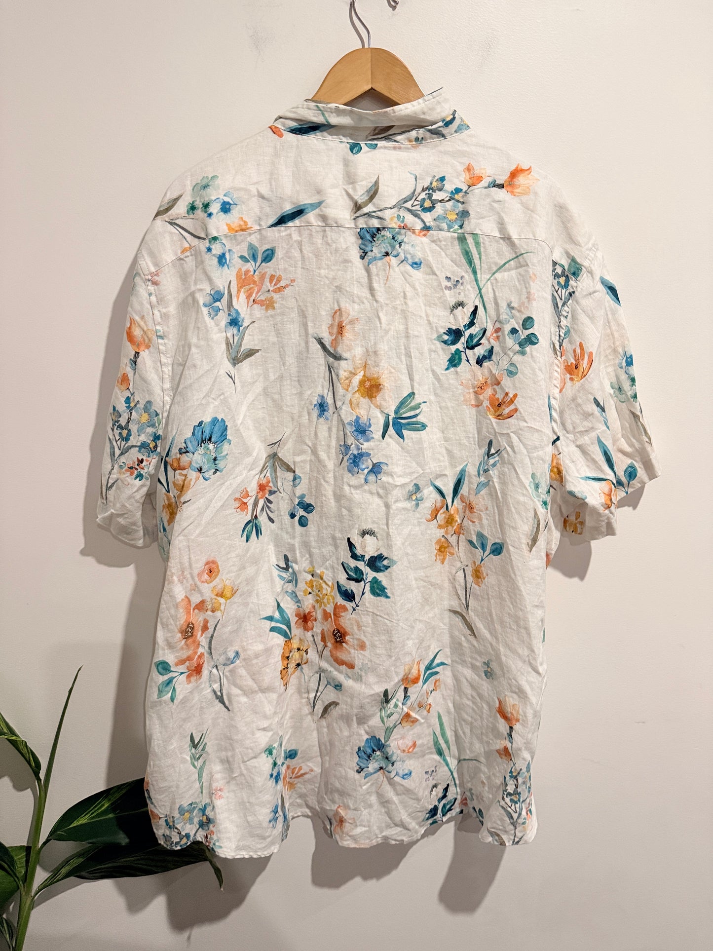 Gasoline Size 3XL 100% Linen Floral Print Shirt