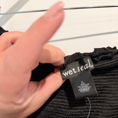 Wetseal Size U/Arm to U/Arm 38cm Smocked Off-the-Shoulder Crop Top