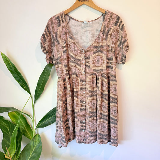 Some Days Lovin Womens Button Front Dress Patterned - Size M