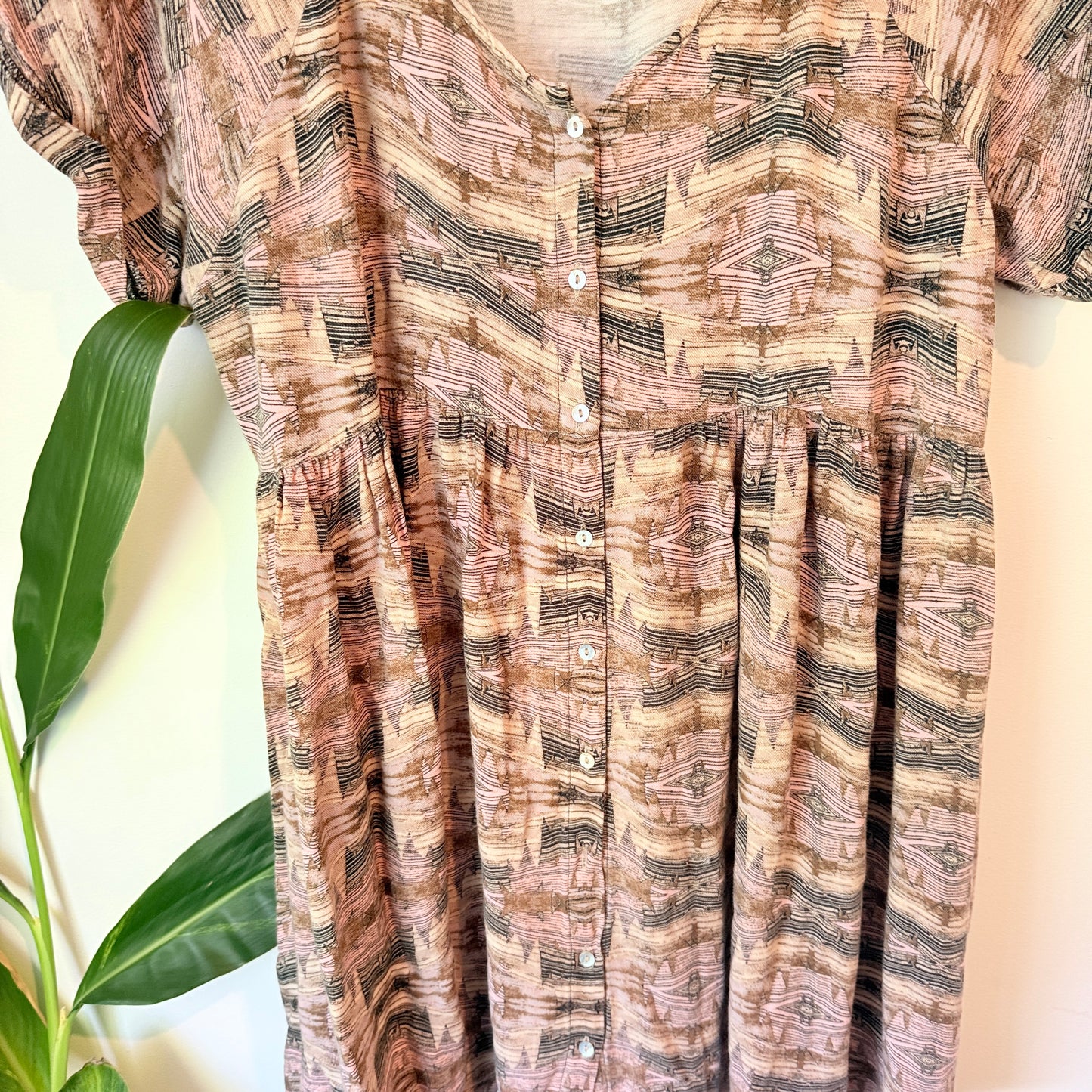 Some Days Lovin Womens Button Front Dress Patterned - Size M