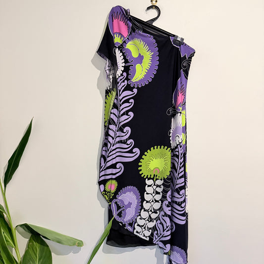 Charlie Brown Size 10 Patterned Single Shoulder Dress
