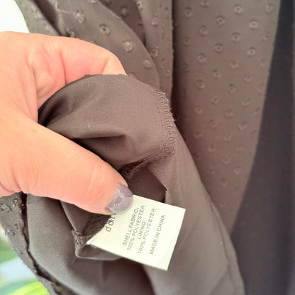 Dotti 12 Black Ruched Mini Dress Swiss Dots Ruffled Trim