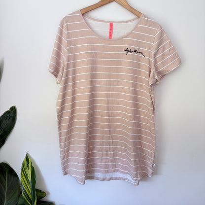 Federation Beige White Striped T-Shirt