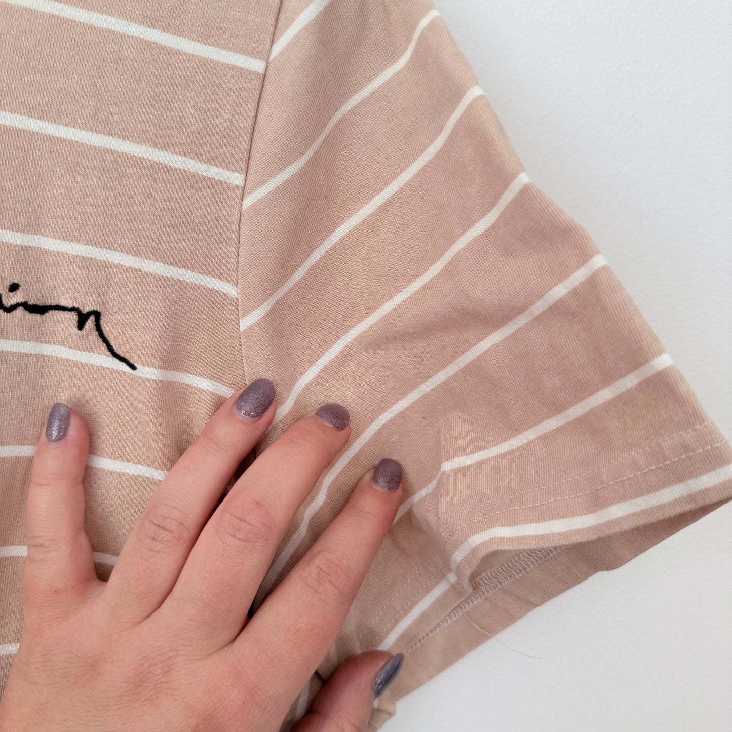 Federation Beige White Striped T-Shirt