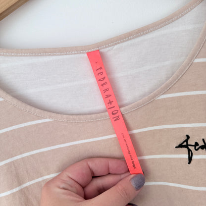 Federation Beige White Striped T-Shirt