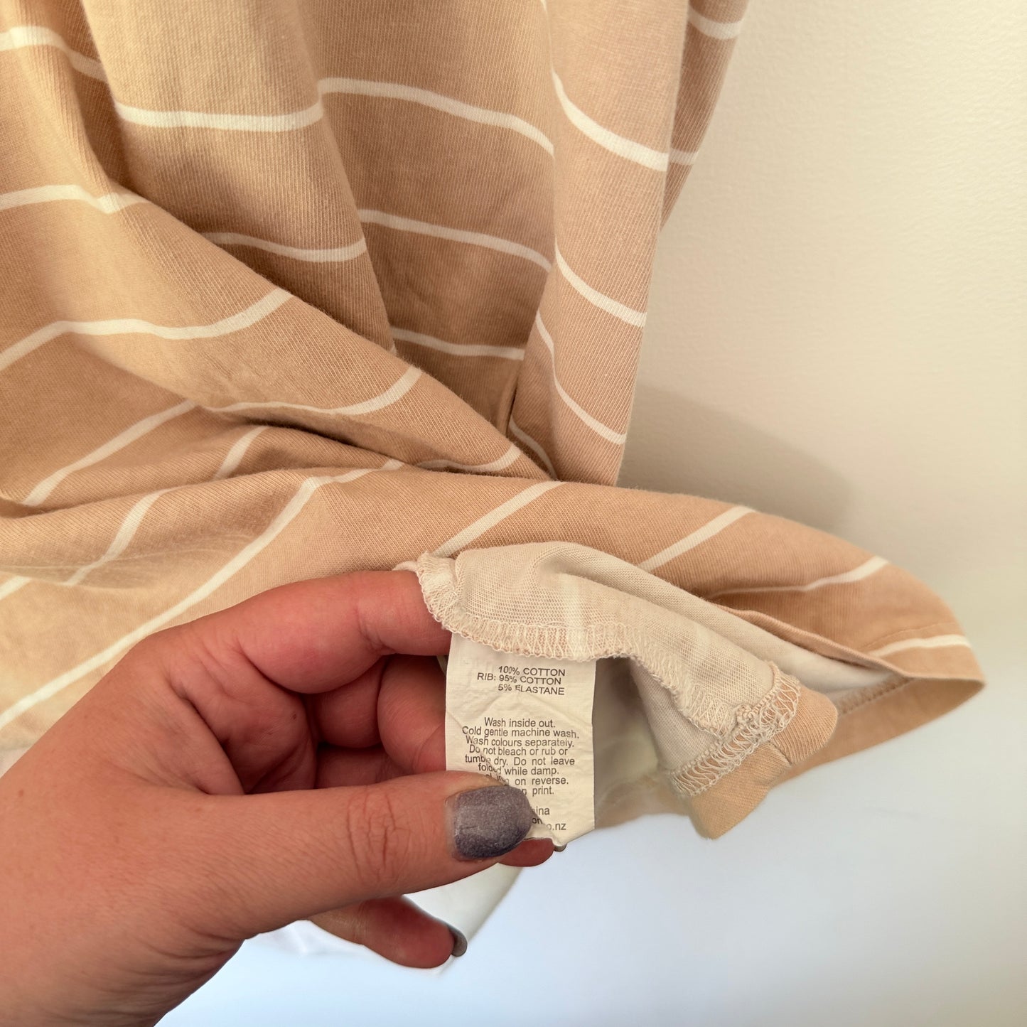 Federation Beige White Striped T-Shirt