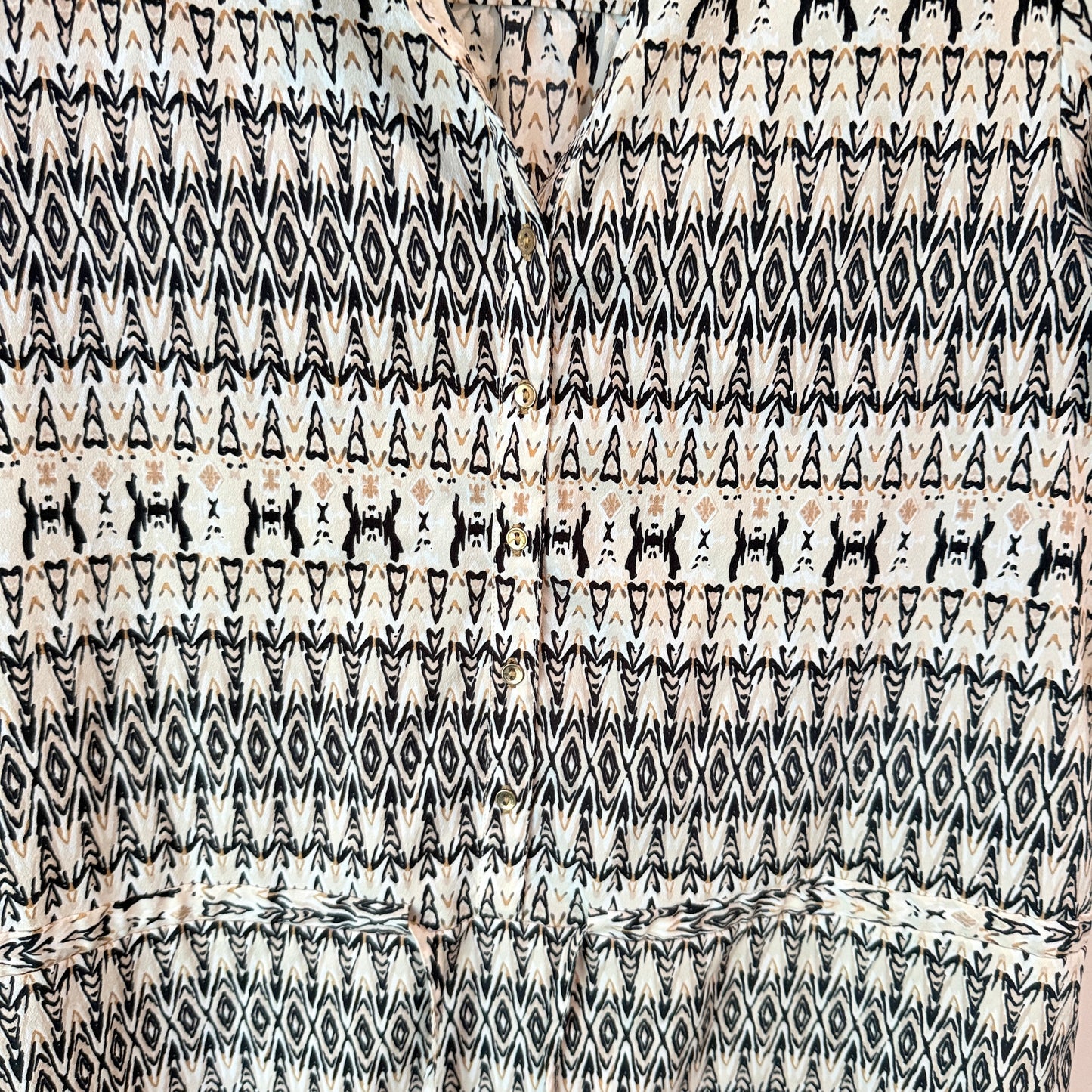 Spirit Geometric Print Button Front Shirt Dress - Size 12