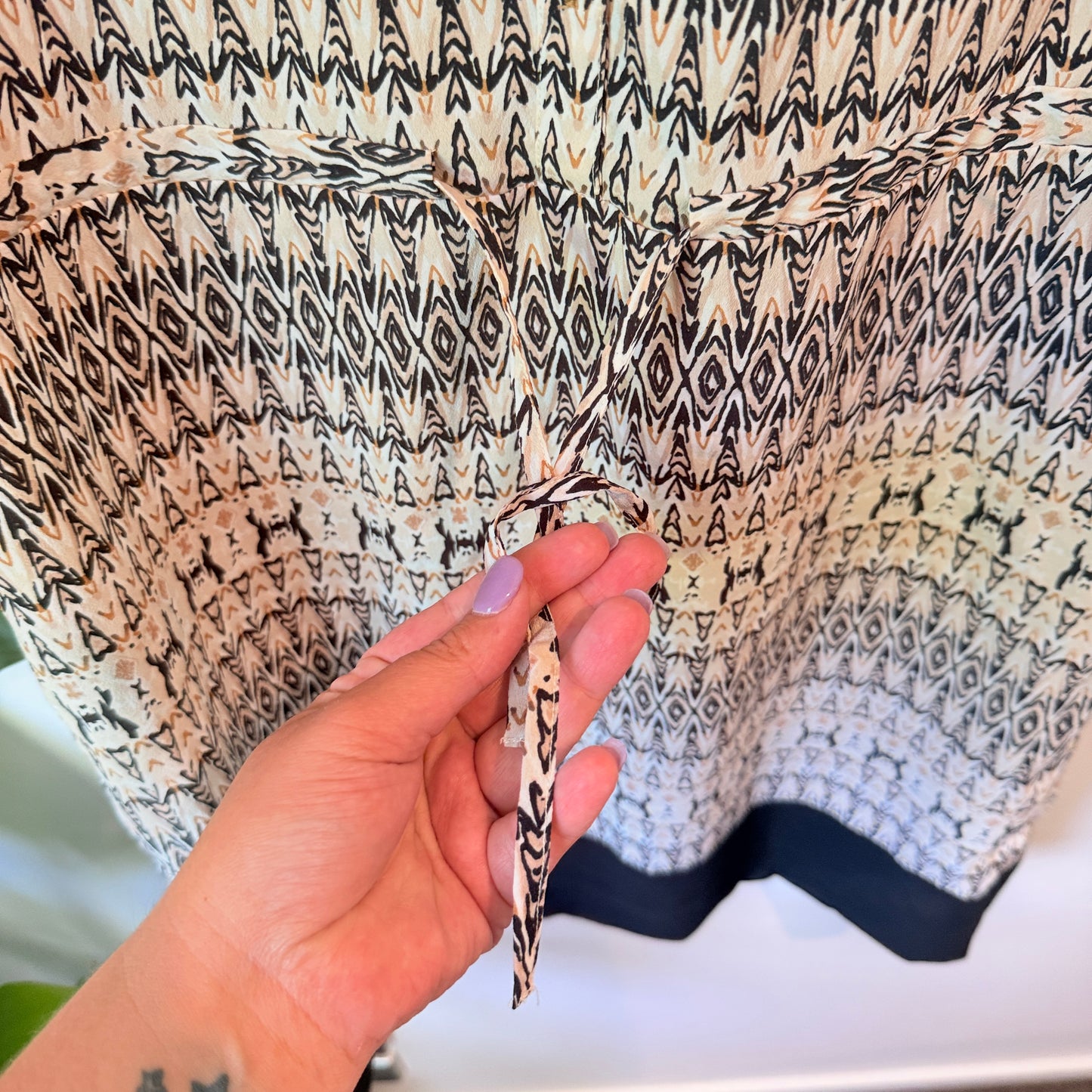 Spirit Geometric Print Button Front Shirt Dress - Size 12