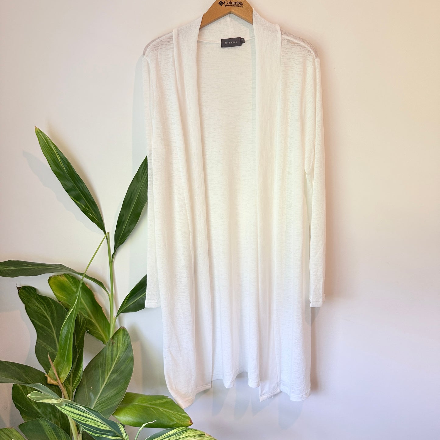 Mirrou Open Front Longline Cardigan White - Size L