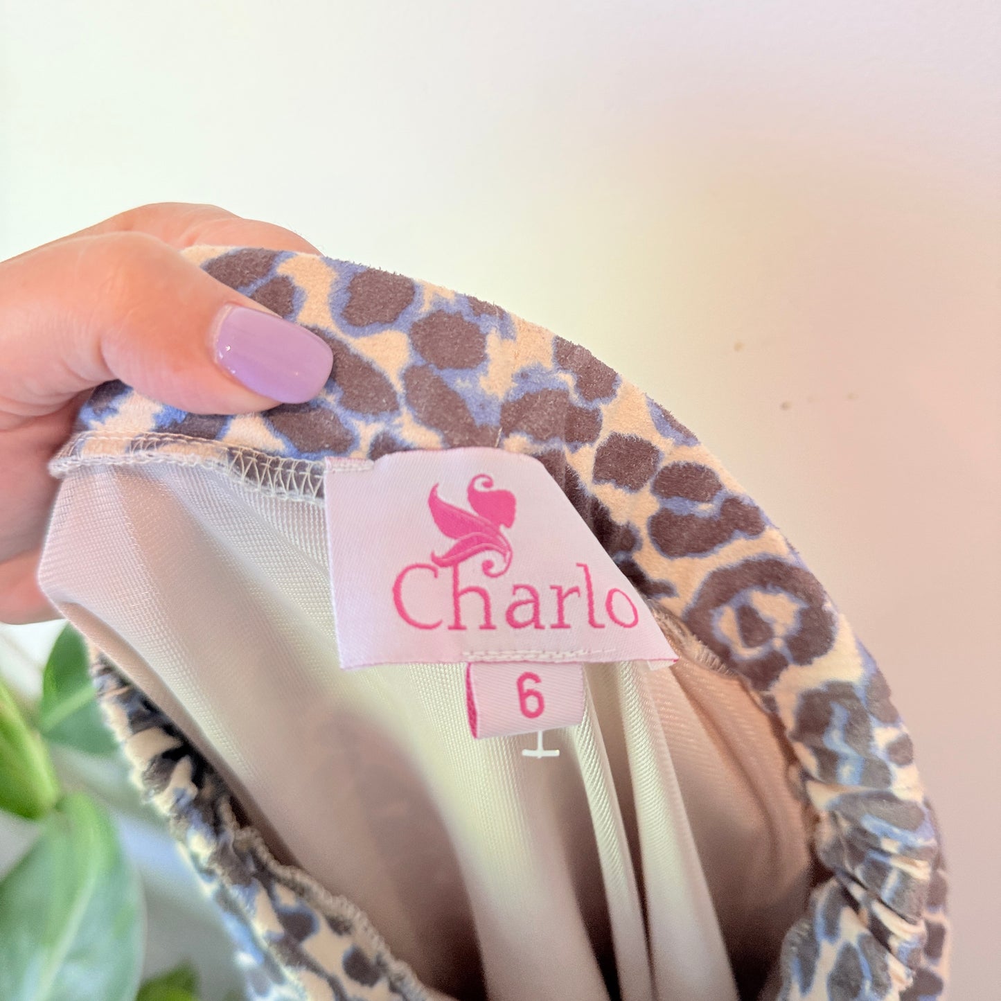 Charlo Blue & Grey Leopard Print Ruched Skirt - Size 6