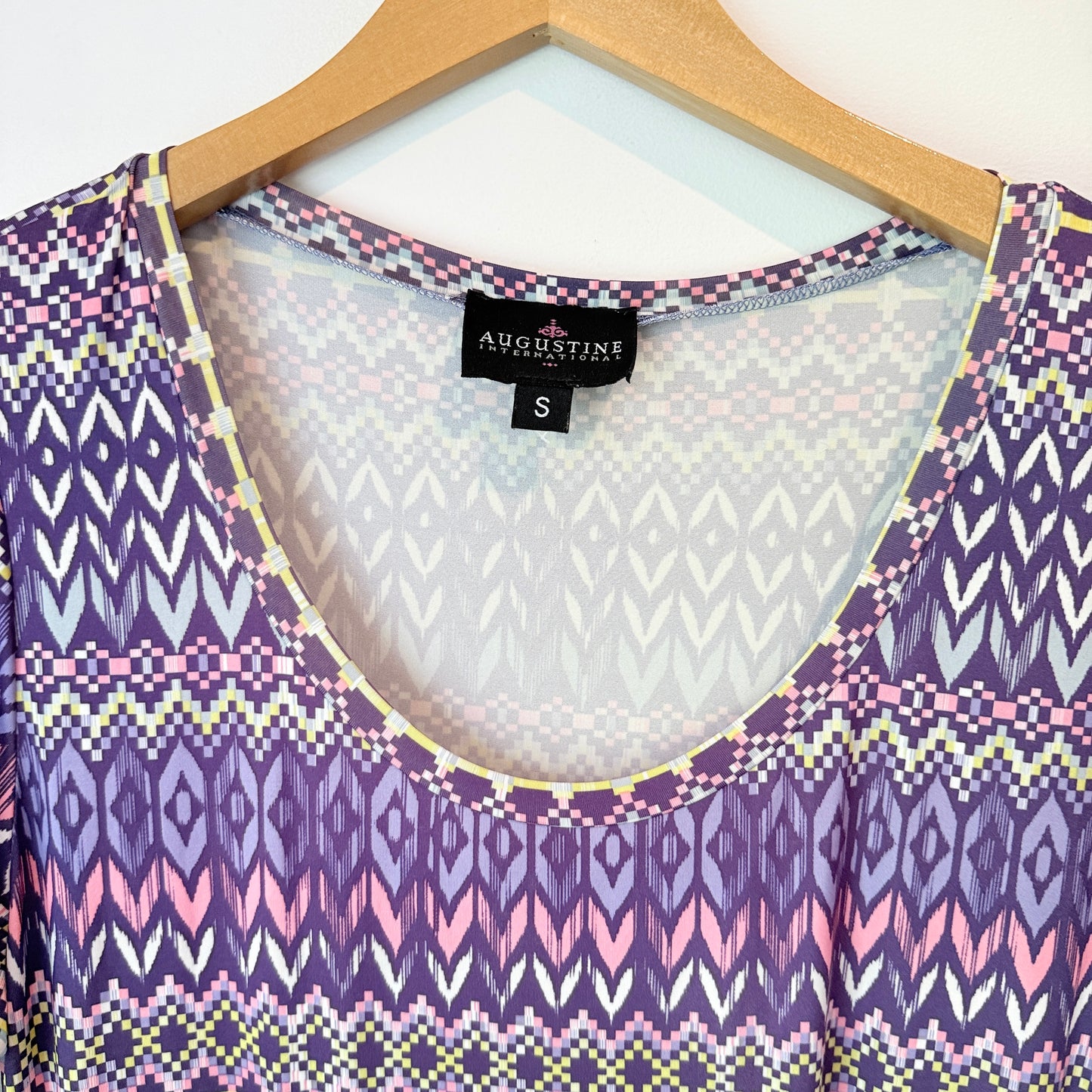 Augustine Purple Geometric Print Dress - Size S