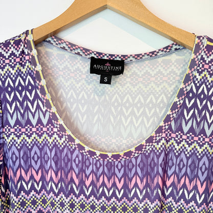 Augustine Purple Geometric Print Dress - Size S