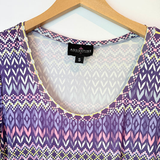 Augustine Purple Geometric Print Dress - Size S