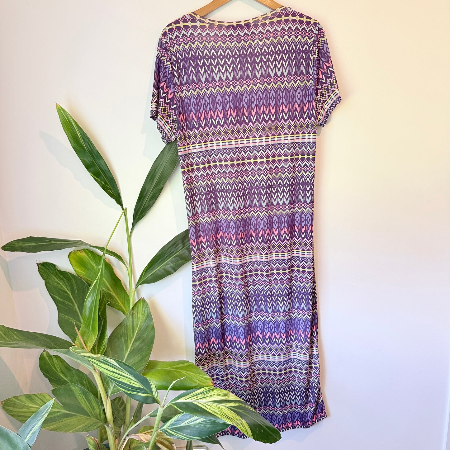 Augustine Purple Geometric Print Dress - Size S