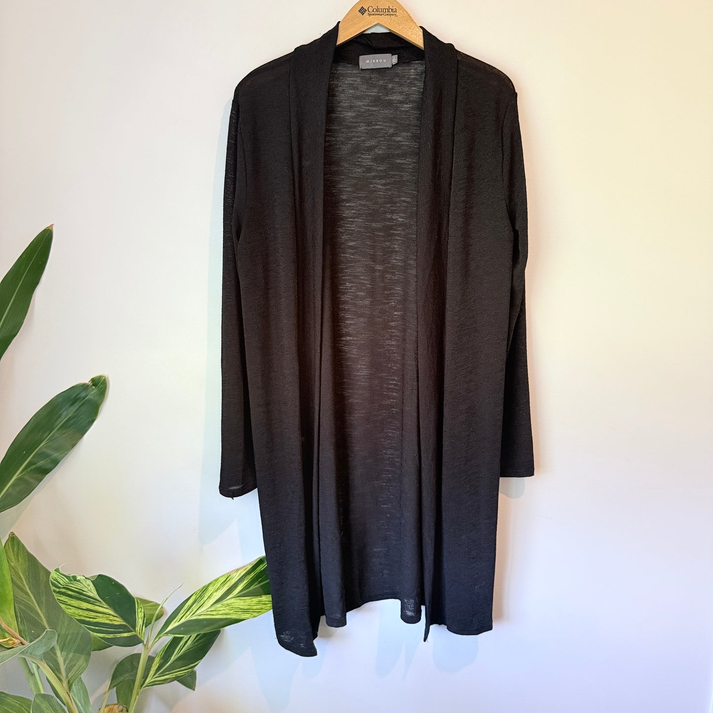 Mirrou Open Front Longline Cardigan Black - Size L