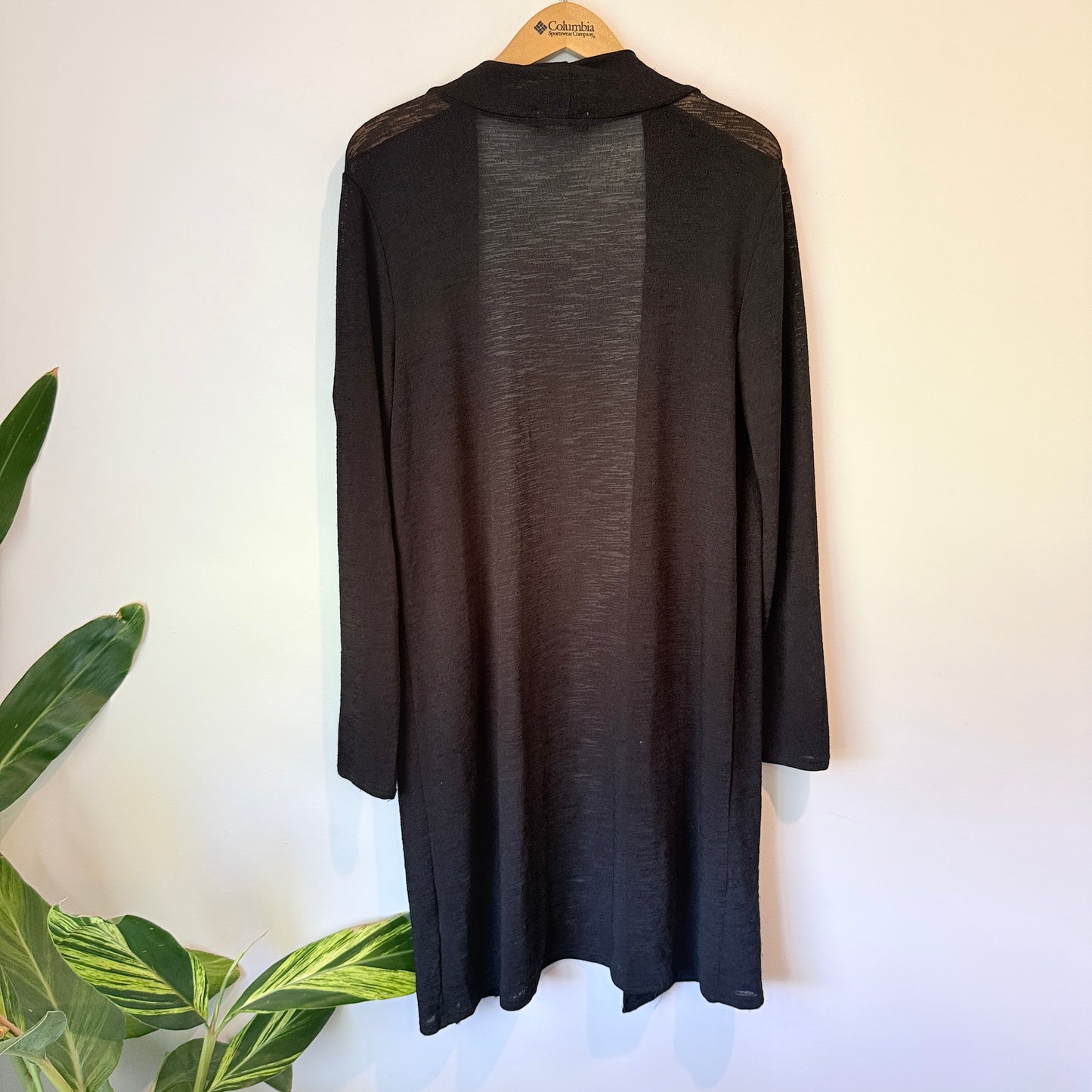 Mirrou Open Front Longline Cardigan Black - Size L