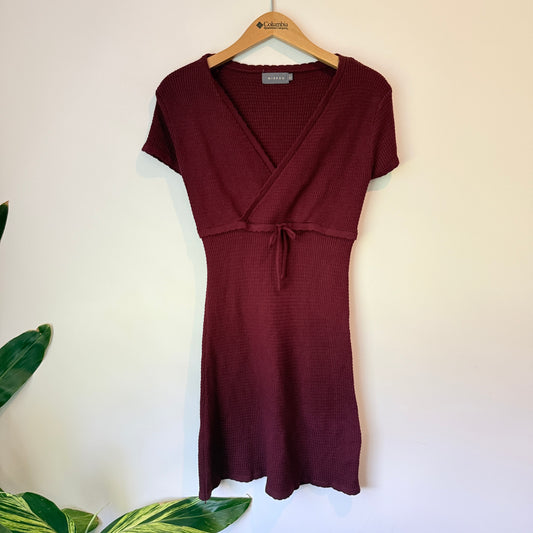 Mirrou Maroon Textured Knit Dress - Size L