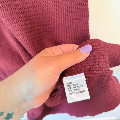 Mirrou Maroon Textured Knit Dress - Size L