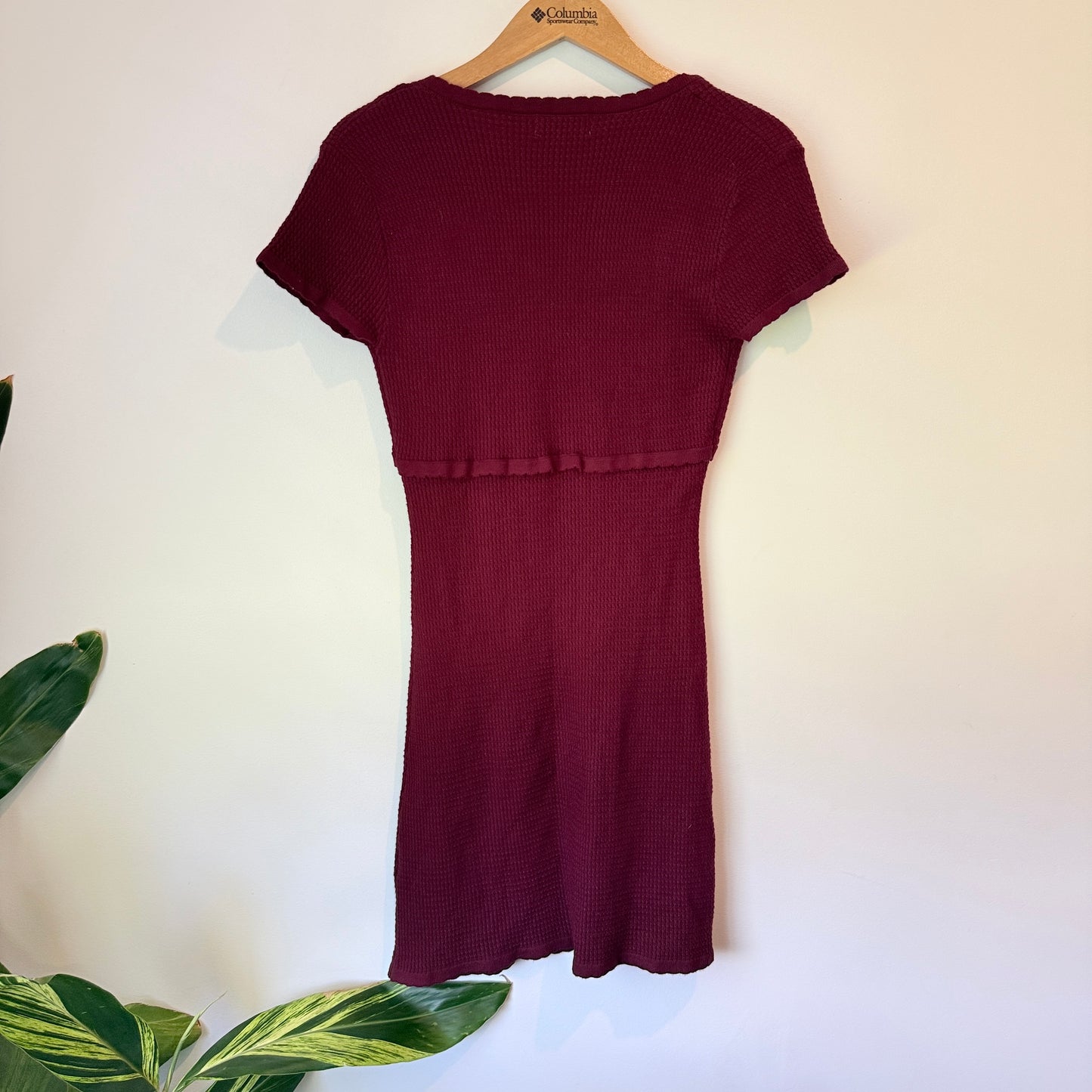 Mirrou Maroon Textured Knit Dress - Size L