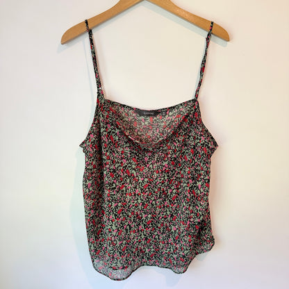 Glassons Floral Print Cowl Neck Cami Top Black - Size 16