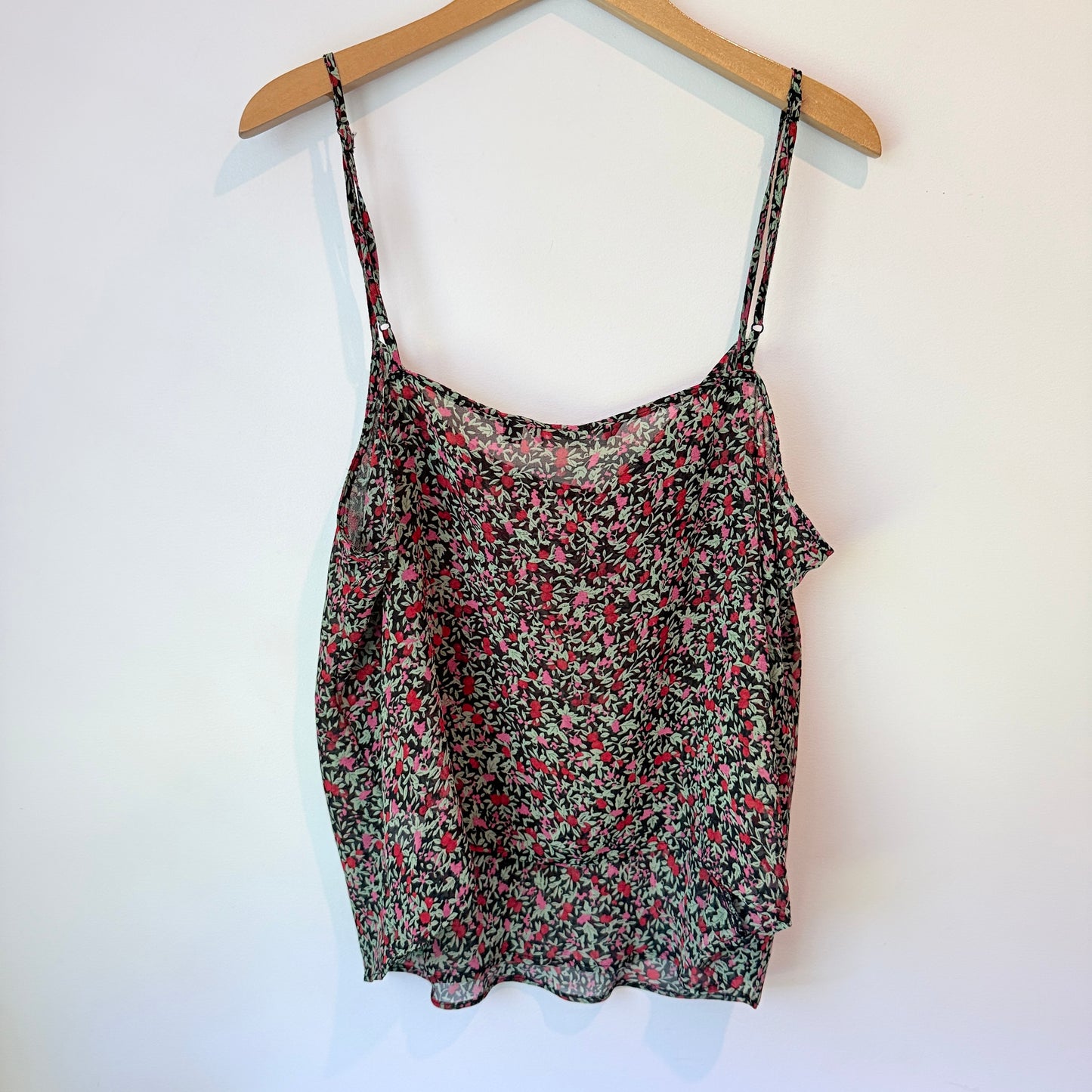 Glassons Floral Print Cowl Neck Cami Top Black - Size 16