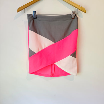 Paper Scissors Grey & Pink Color Block Mini Skirt - Size 10