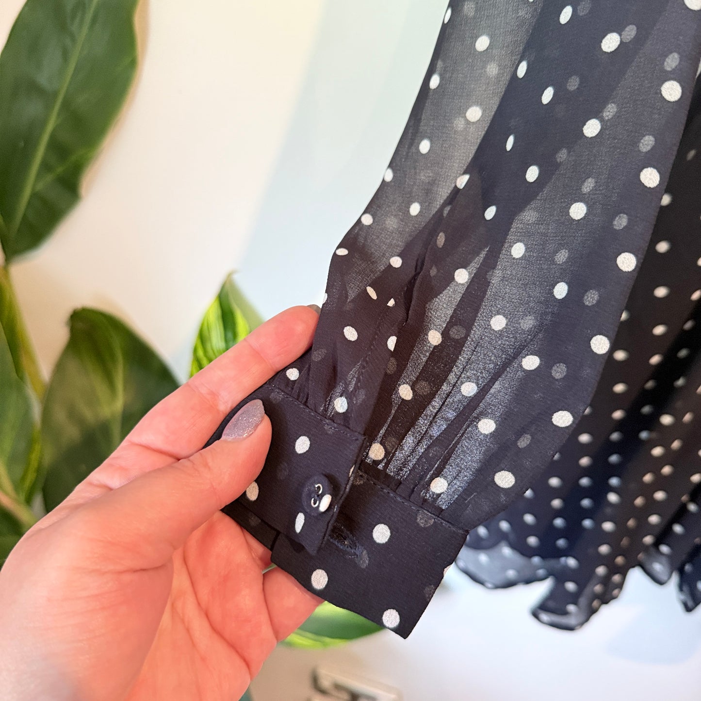 Cut Label Sheer Polka Dot Dress - 45cm U/Arm