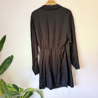 H&M Black Long Sleeve Wrap Dress - Size L