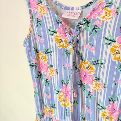 Kids Mango Floral Striped Romper Purple & White - Size 14