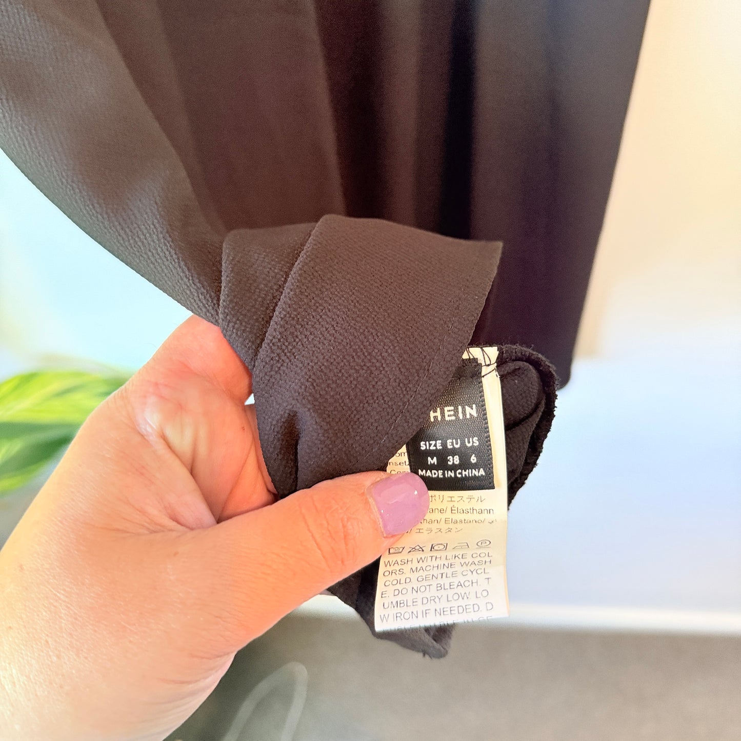 Shein Black Lace Trim V-Neck Dress - Size M