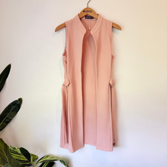 Mirrou Pink Textured Sleeveless Longline Coat - Size S