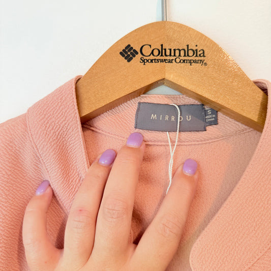 Mirrou Pink Textured Sleeveless Longline Coat - Size S