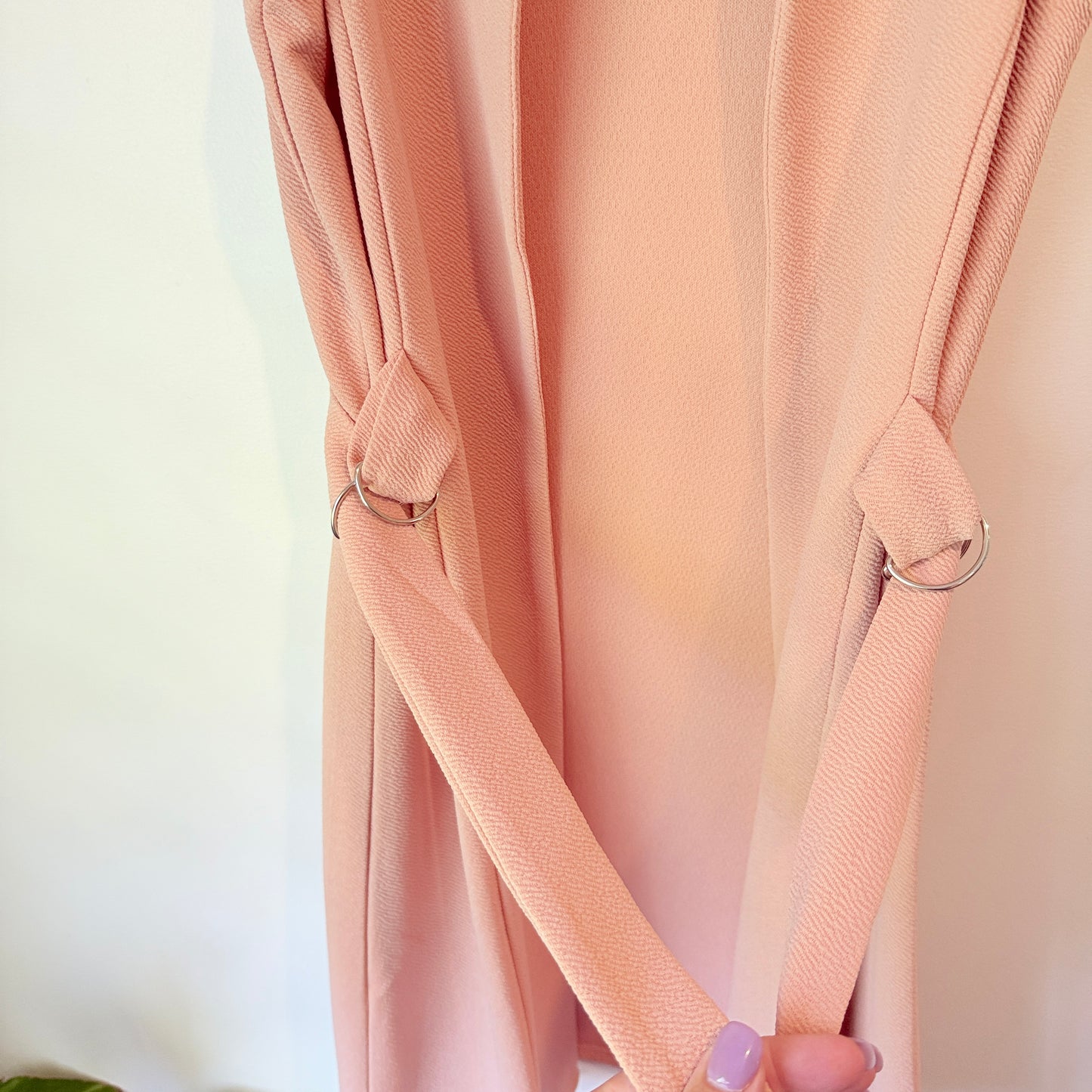 Mirrou Pink Textured Sleeveless Longline Coat - Size S